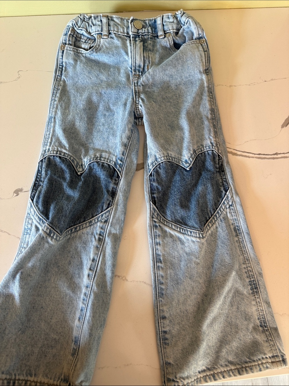 GAP Light Blue Jeans with Dark Blue Heart Knee Patches